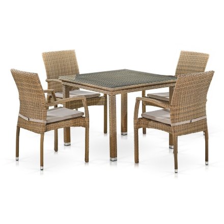 Комплект плетеной мебели T257B/Y379B-W65 Light Brown (4+1) 