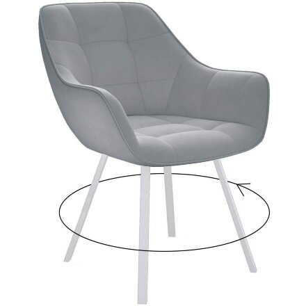 Стул DikLine 252 М поворотный, B22 GREY, ножки белые 