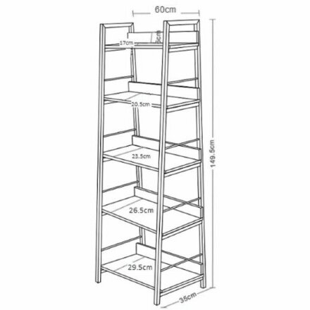 Стеллаж на металлокаркасе BRABIX &quot;LOFT SH-003&quot;, 600х350х1500 мм, 5 полок, цвет дуб антик, 641235 Дуб антик