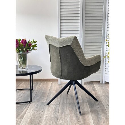 Стул PONTUS 360 град. поворот. KN01-15 Олива/ BZ1046-18 Темно-зеленый/ Черный, ®DISAUR 