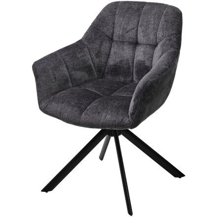 Стул ARVA 180 град. поворот. с возвратом, DAVIS HARMONY-90 Тем-серый, шенилл / Черный, ®DISAUR 