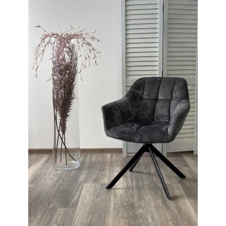 Стул ARVA 180 град. поворот. с возвратом, DAVIS HARMONY-90 Тем-серый, шенилл / Черный, ®DISAUR 
