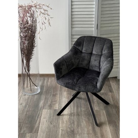 Стул ARVA 180 град. поворот. с возвратом, DAVIS HARMONY-90 Тем-серый, шенилл / Черный, ®DISAUR 