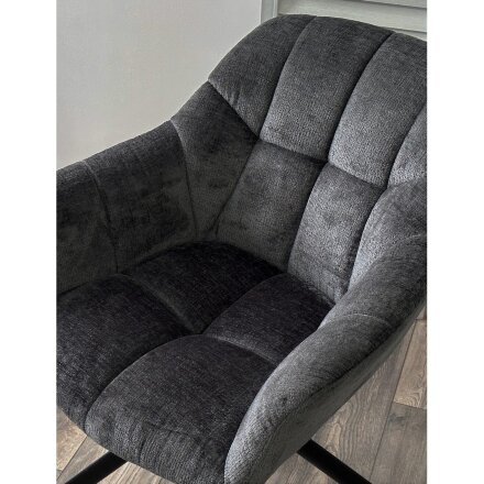 Стул ARVA 180 град. поворот. с возвратом, DAVIS HARMONY-90 Тем-серый, шенилл / Черный, ®DISAUR 