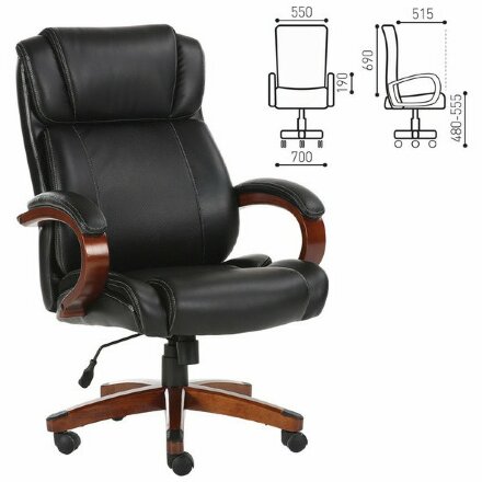 Кресло офисное BRABIX PREMIUM &quot;Magnum EX-701&quot;, дерево, рециклированная кожа, черное, 531827 Дерево