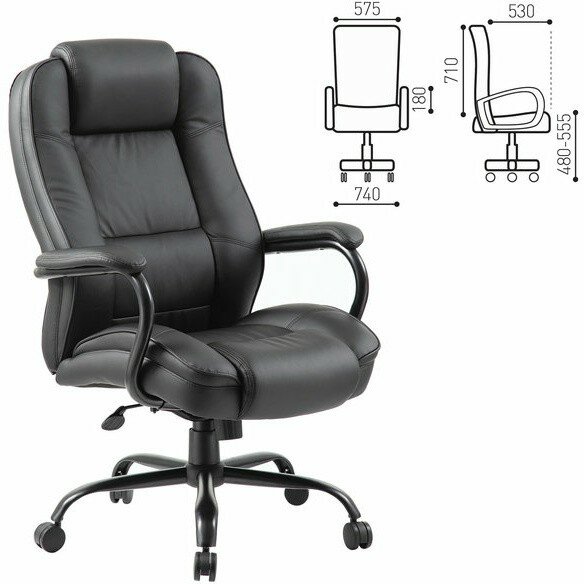 Кресло офисное BRABIX PREMIUM "Heavy Duty HD-002", усиленное, НАГРУЗКА до 200 кг, экокожа, 531829 Черный Кресло офисное BRABIX PREMIUM "Heavy Duty HD-002", усиленное, НАГРУЗКА до 200 кг, экокожа, 531829 Черный