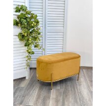 Пуф для гостиной ZEN BLUVEL-68 желтый, велюр / золотой каркас М-City