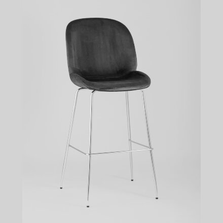 Стул барный Stool Group Beetle со спинкой серый хромированные ножки 