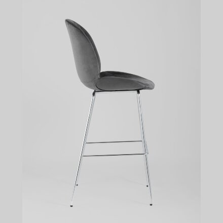 Стул барный Stool Group Beetle со спинкой серый хромированные ножки 