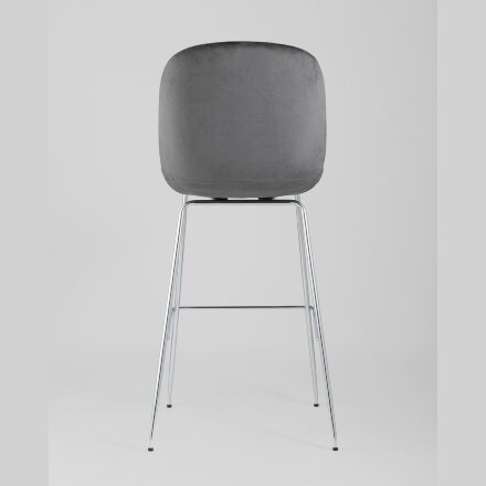 Стул барный Stool Group Beetle со спинкой серый хромированные ножки 