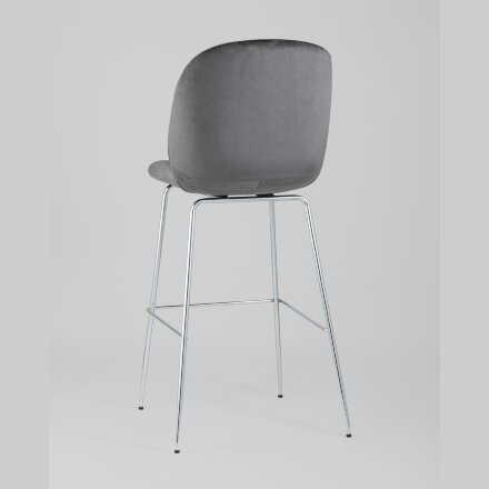 Стул барный Stool Group Beetle со спинкой серый хромированные ножки 