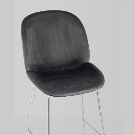 Стул барный Stool Group Beetle со спинкой серый хромированные ножки 