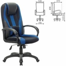 Кресло компьютерное BRABIX PREMIUM &quot;Rapid GM-102&quot;, НАГРУЗКА 180 кг, экокожа/ткань, черное/синее, 532106