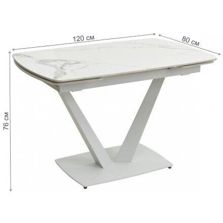 Керамический стол Alarti gloss statuario white sintered stone / white 