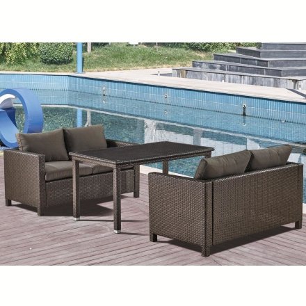 Обеденный комплект плетеной мебели с диванами T256A/S59A-W53 Brown 