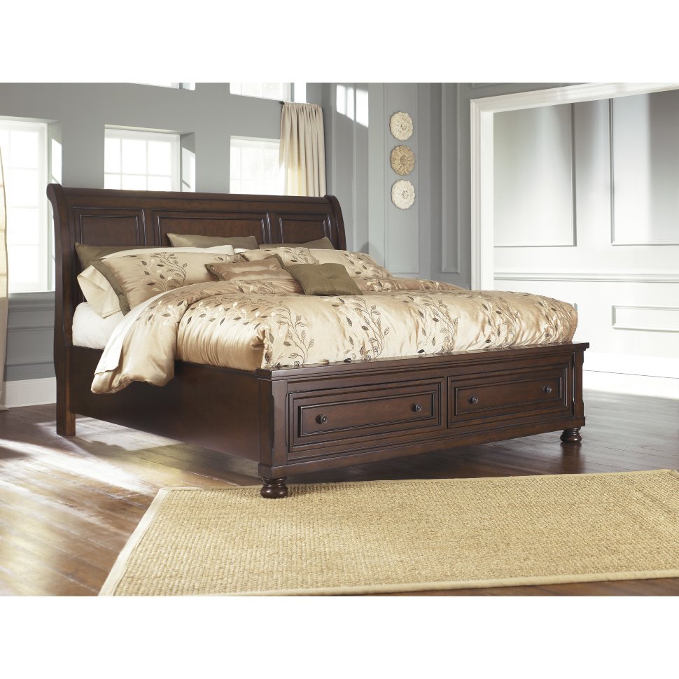 Кровать с ящиками Queen Size Porter Коричневый Кровать с ящиками Queen Size Porter Коричневый