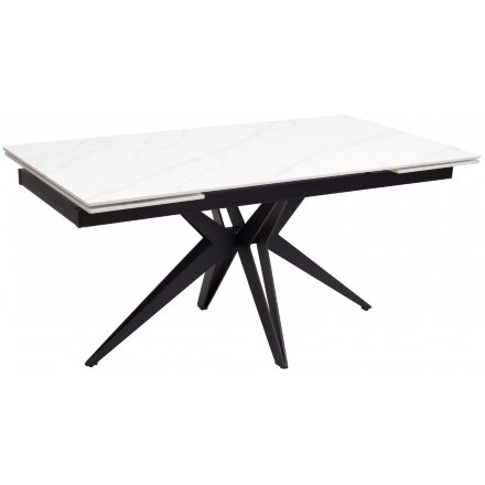 Керамический стол Forio 160 matt white marble sintered stone / black 
