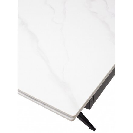 Керамический стол Forio 160 matt white marble sintered stone / black 
