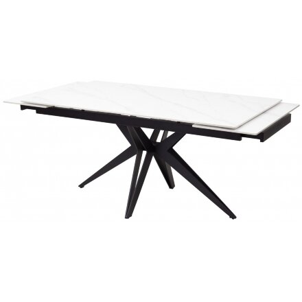 Керамический стол Forio 160 matt white marble sintered stone / black 