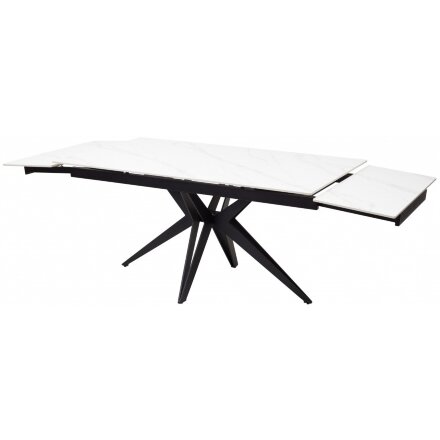 Керамический стол Forio 160 matt white marble sintered stone / black 