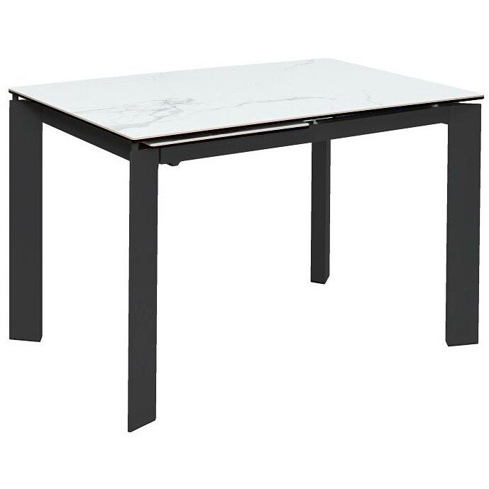 Керамический стол Corner 120 matte statuario стекло белый мрамор матовый / керамика черный Керамический стол Corner 120 matte statuario стекло белый мрамор матовый / керамика черный