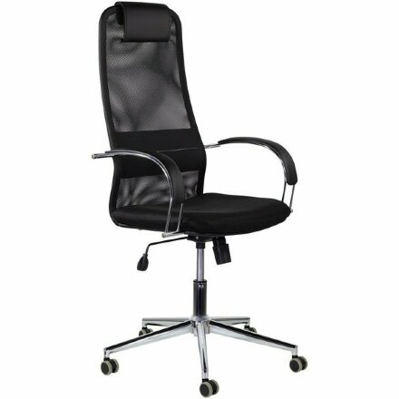 Кресло офисное BRABIX &quot;Pilot EX-610 CH&quot; premium, хром, ткань-сетка, черное, 532417 Черный
