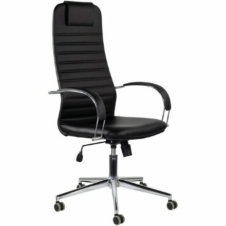 Кресло офисное BRABIX &quot;Pilot EX-610 CH&quot; premium, хром, кожзам, черное, 532418 Черный