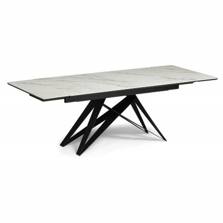Керамический стол Блэкберн 160(220)х89 белый gilt white / черный 
