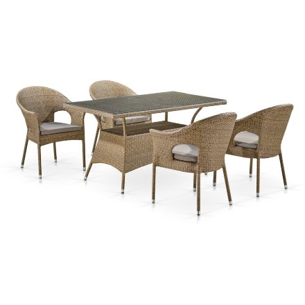 Комплект плетеной мебели T198B/Y97B-W56 Light Brown (4+1) 