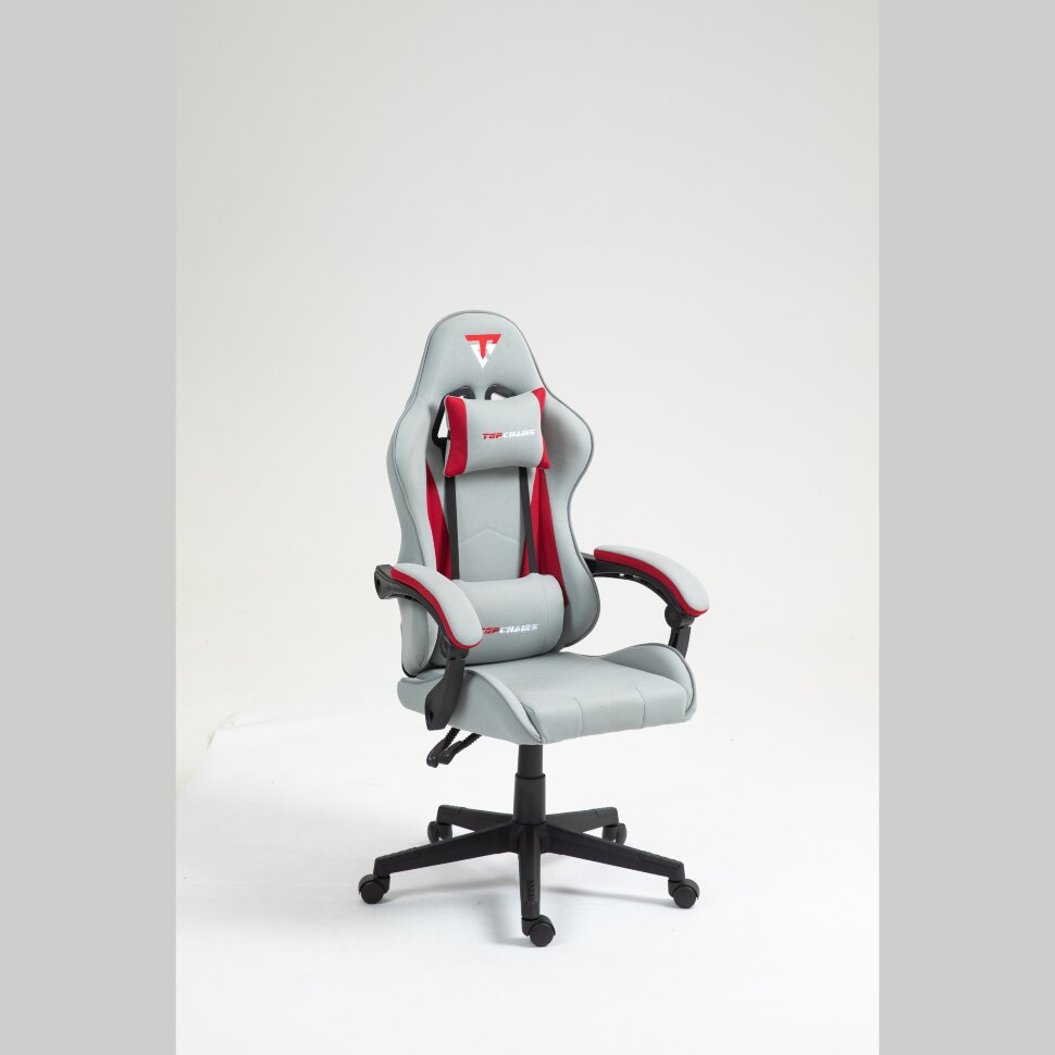 Кресло спортивное TopChairs Phantom ткань серо-красный Кресло спортивное TopChairs Phantom ткань серо-красный