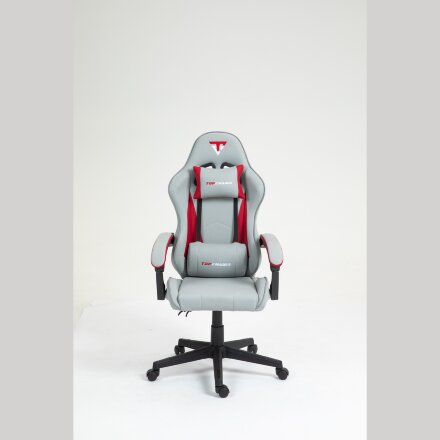 Кресло спортивное TopChairs Phantom ткань серо-красный 