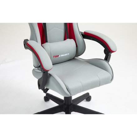 Кресло спортивное TopChairs Phantom ткань серо-красный 