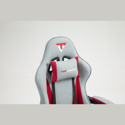Кресло спортивное TopChairs Phantom ткань серо-красный 