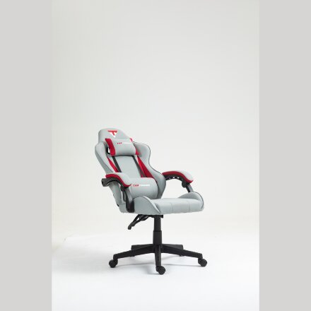 Кресло спортивное TopChairs Phantom ткань серо-красный 