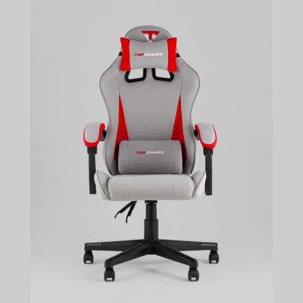 Кресло спортивное TopChairs Phantom ткань серо-красный 