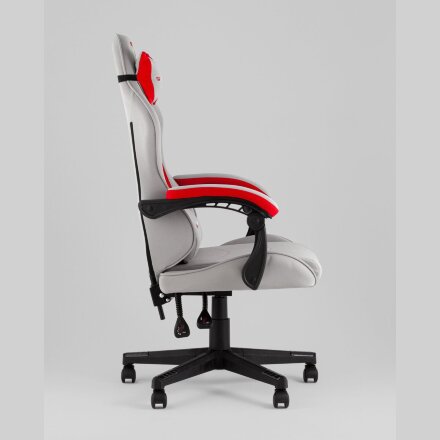 Кресло спортивное TopChairs Phantom ткань серо-красный 