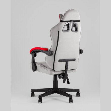 Кресло спортивное TopChairs Phantom ткань серо-красный 