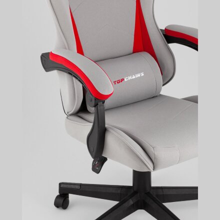 Кресло спортивное TopChairs Phantom ткань серо-красный 