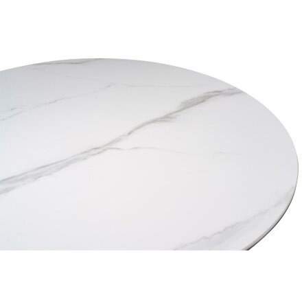 Керамический стол Кэмерон 90х90х75 белый мрамор snow white / черный 