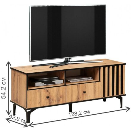 ТВ-тумба Либерти 51.06 дуб вотан / черная / профиль Masa Decor дуб вотан 