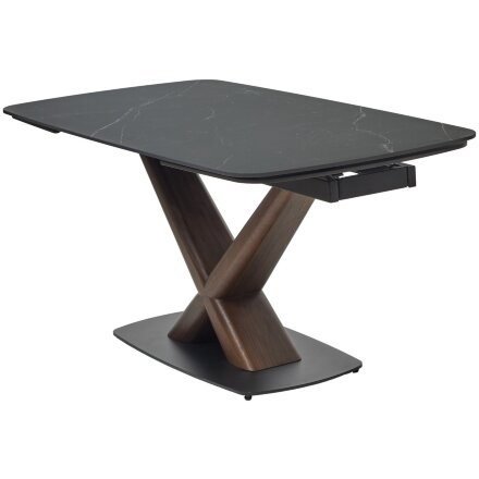 Стол BLANCO 160 MATT BLACK MARBLE SOLID CERAMIC / Орех, ®DISAUR 