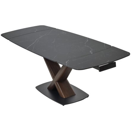 Стол BLANCO 160 MATT BLACK MARBLE SOLID CERAMIC / Орех, ®DISAUR 
