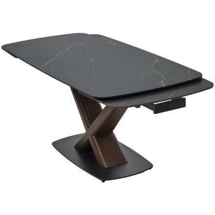 Стол BLANCO 160 MATT BLACK MARBLE SOLID CERAMIC / Орех, ®DISAUR 