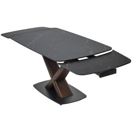 Стол BLANCO 160 MATT BLACK MARBLE SOLID CERAMIC / Орех, ®DISAUR 