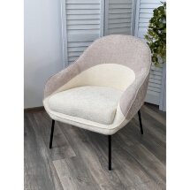 Кресло SION 3018-01 белый / 3018-10 бежевый, шенилл / черный каркас, ®DISAUR