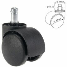 Колеса (ролики) BRABIX для кресла, пластиковые, КОМПЛЕКТ 5 шт., шток d11 мм, черные, в коробе, 532008