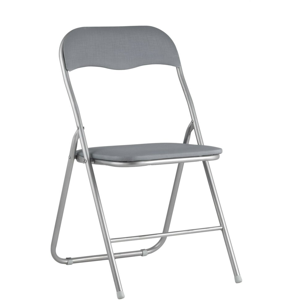 Стул складной Stool Group Джек серый, механизм складывания, экокожа, хром Стул складной Stool Group Джек серый, механизм складывания, экокожа, хром