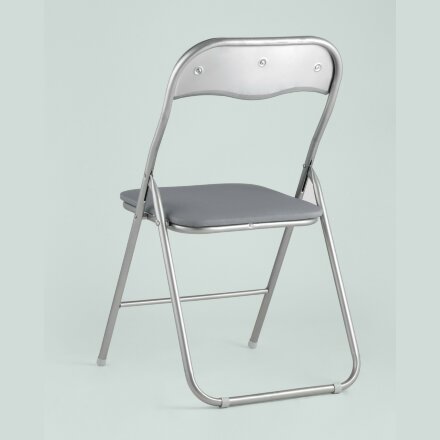 Стул складной Stool Group Джек серый, механизм складывания, экокожа, хром 
