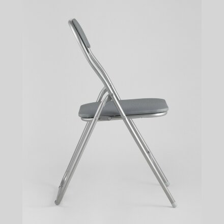 Стул складной Stool Group Джек серый, механизм складывания, экокожа, хром 