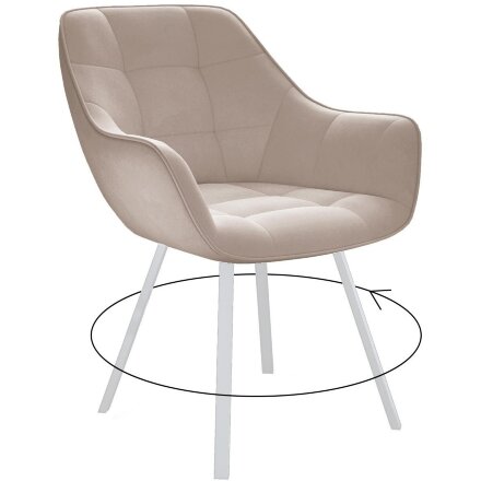 Стул DikLine 252 М поворотный, B03 BEIGE, ножки белые 